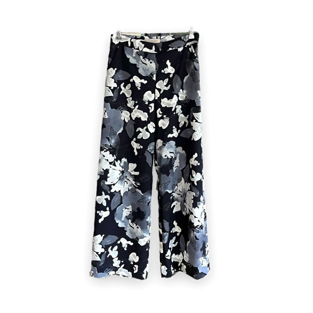 HOBBS | Black & White Wide Leg Floral Trousers (10)